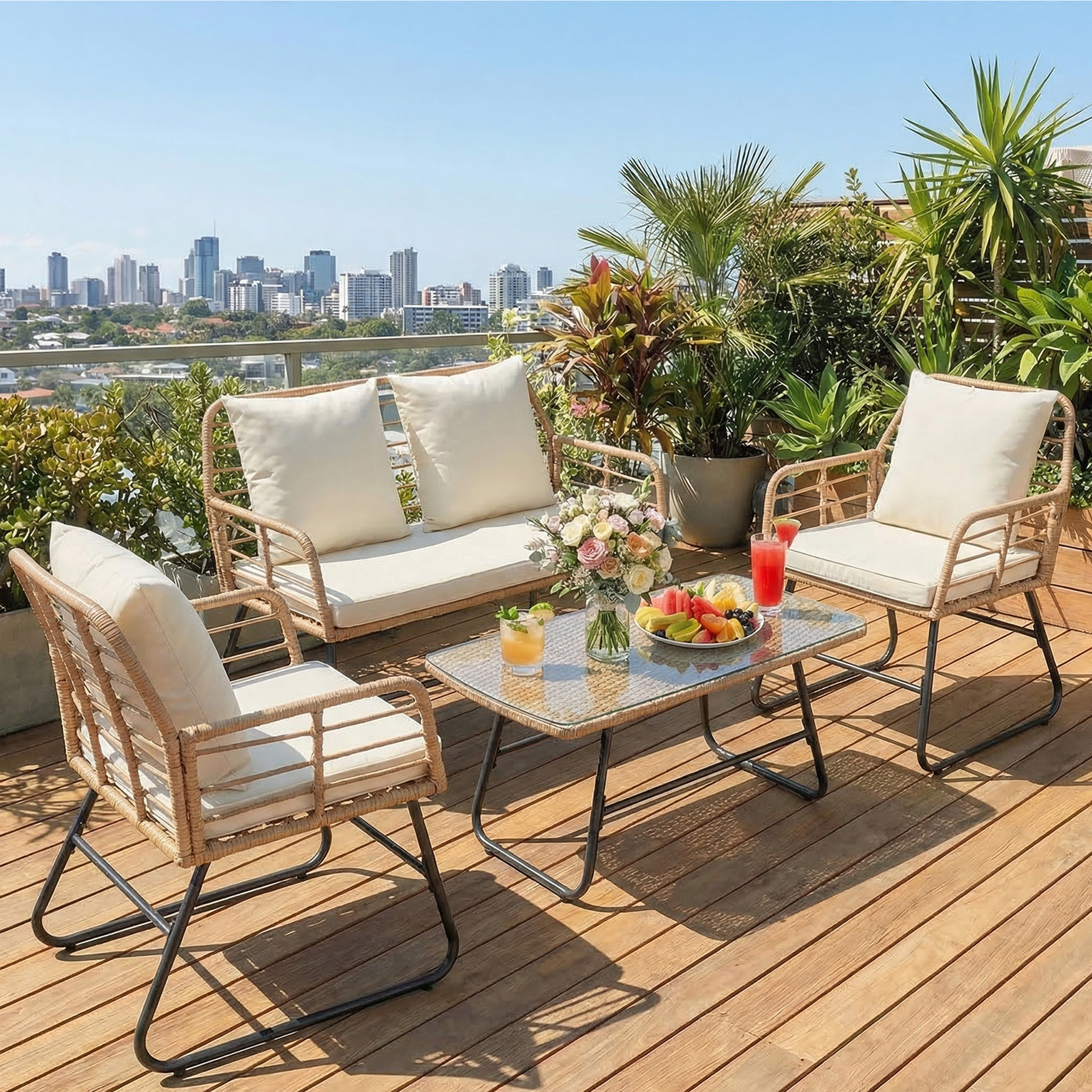 Outdoor Furniture On Sale - JHK Outdoor Wicker Patio Furniture Set