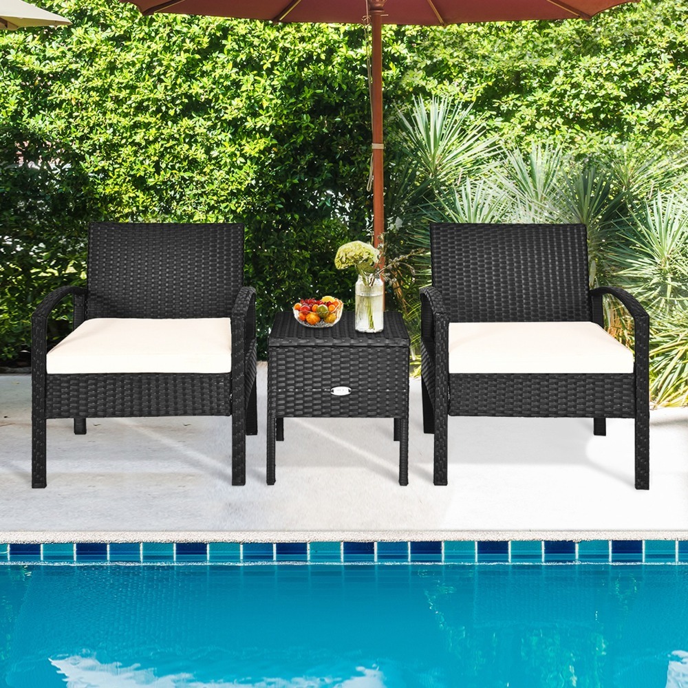 Outdoor Furniture On Sale - 3PCS Rattan Patio Conversation Set Outdoor