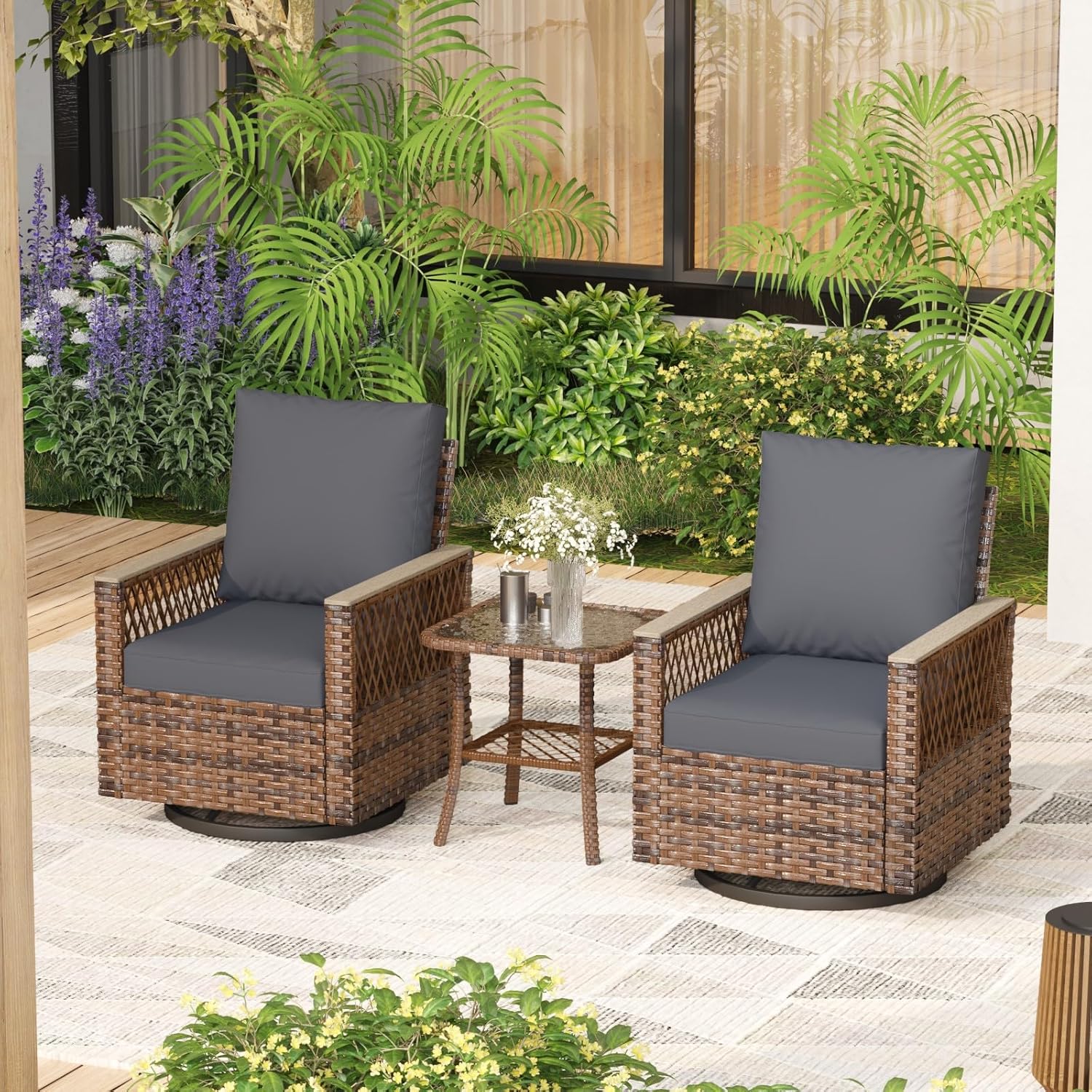 Outdoor Furniture Bali - 3 Pcs Patio Bistro Set with