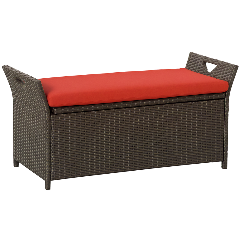 Garden Storage Box - 29 Gallon Patio Wicker Storage Bench,