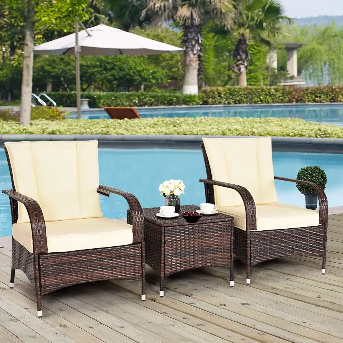 Outdoor Furniture On Sale - v Set 2 Wicker Chairs with