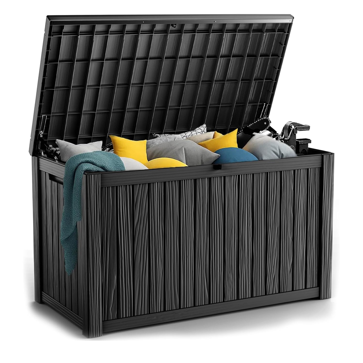 Garden Storage Box - 180Gal Lockable Resin Deck Box Waterproof