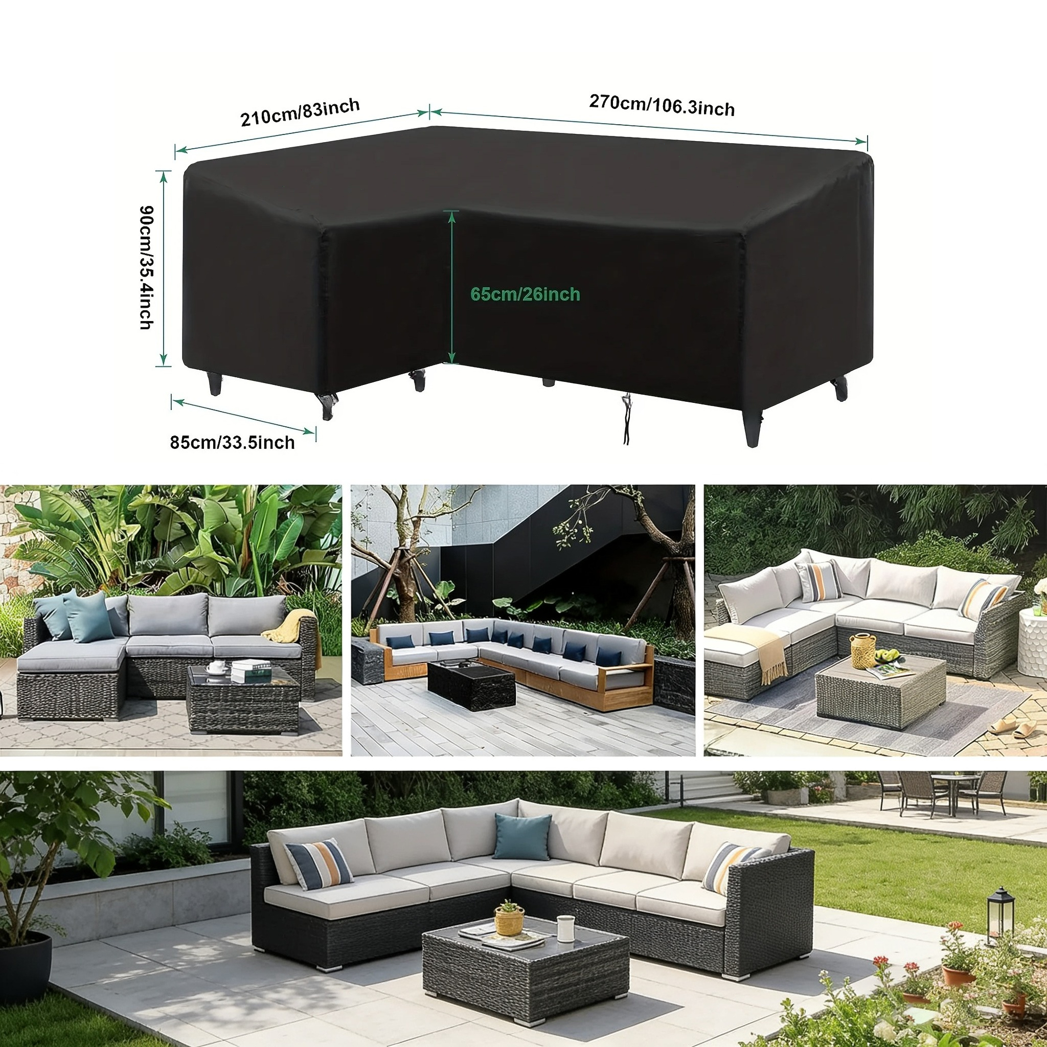 Outdoor Furniture Plans - L-shaped Outdoor Sofa Cover, Windproof and