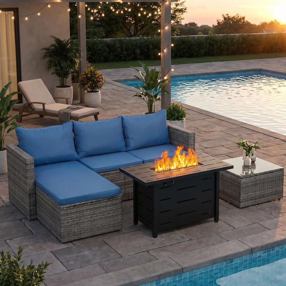 4-Piece Outdoor Wicker Patio F - Outdoor Furniture And Fire Pit review and price