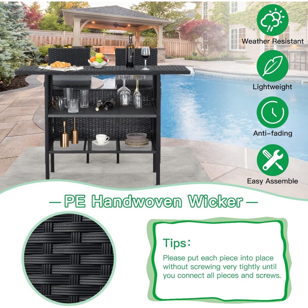 Outdoor Patio Wicker Bar Count - Outdoor Furniture And Fire Pit review and price