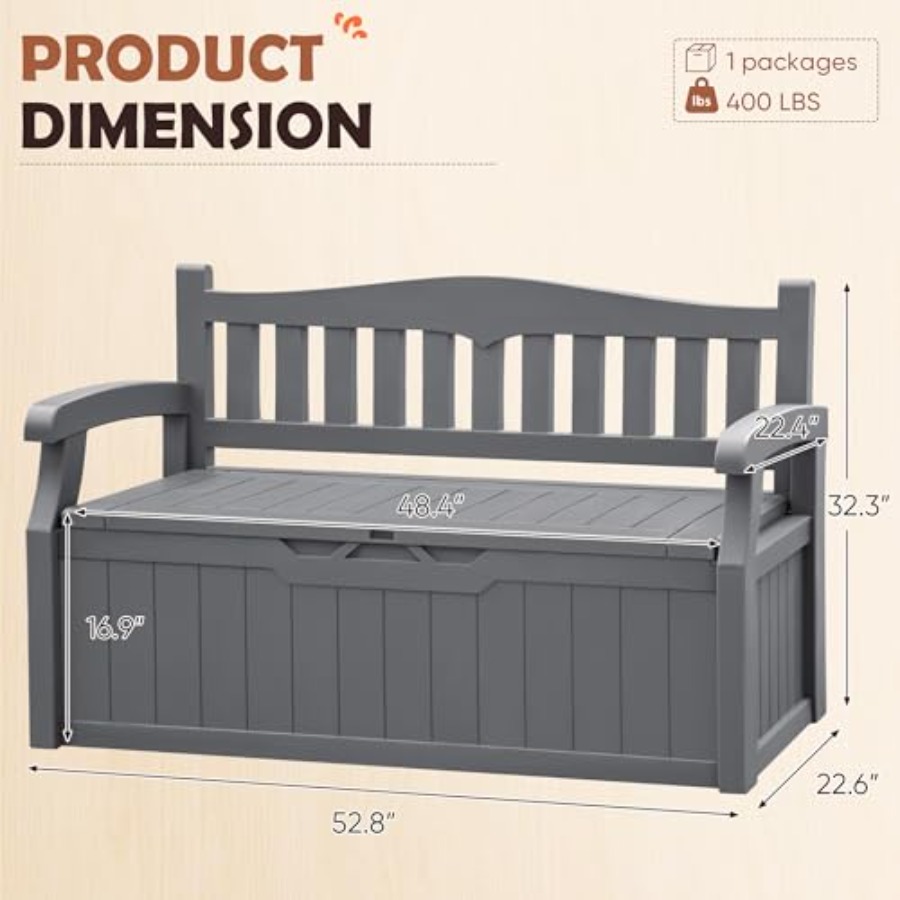 80 Gallon Grey Resin Outdoor S - Garden Storage Box review and price
