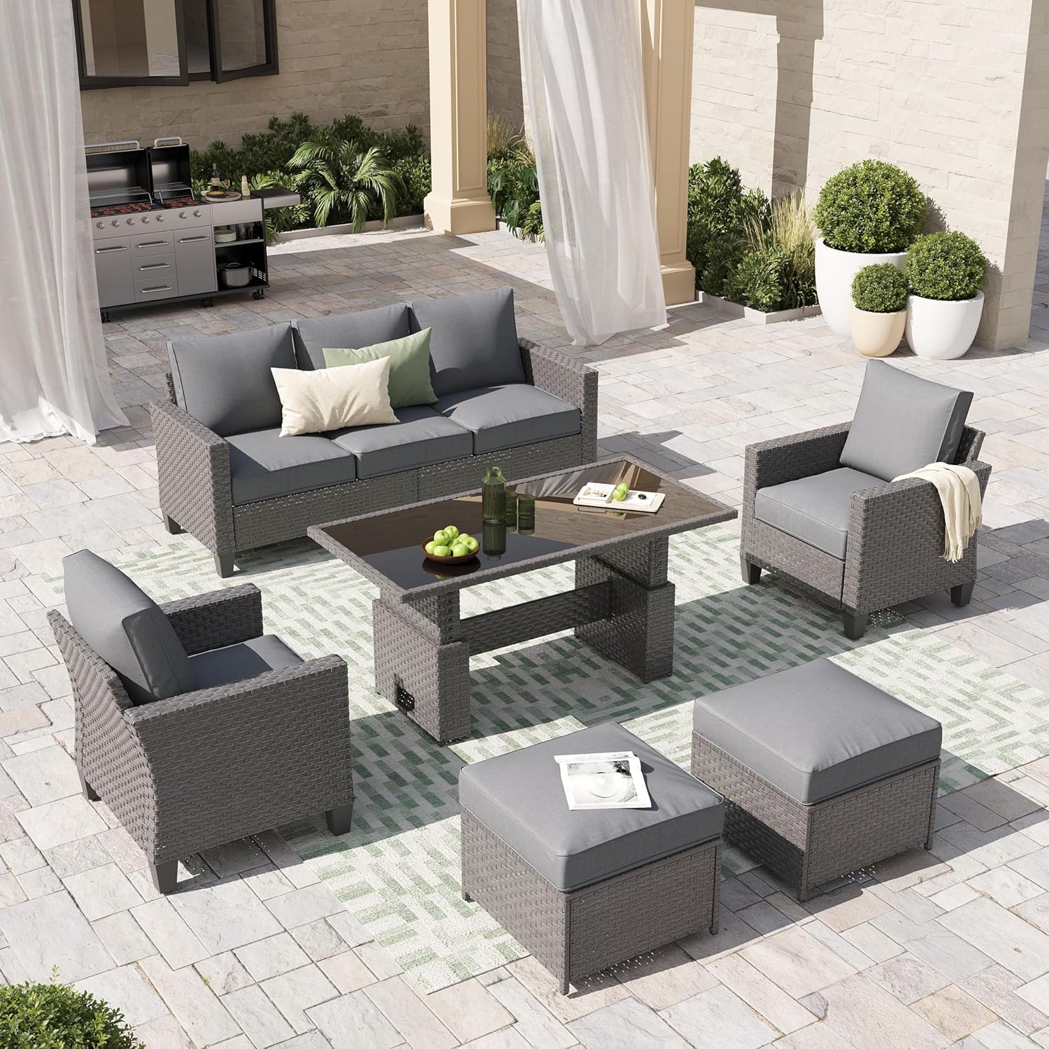 6pcs Grey PE Rattan Outdoor Se - Outdoor Furniture Bali review and price