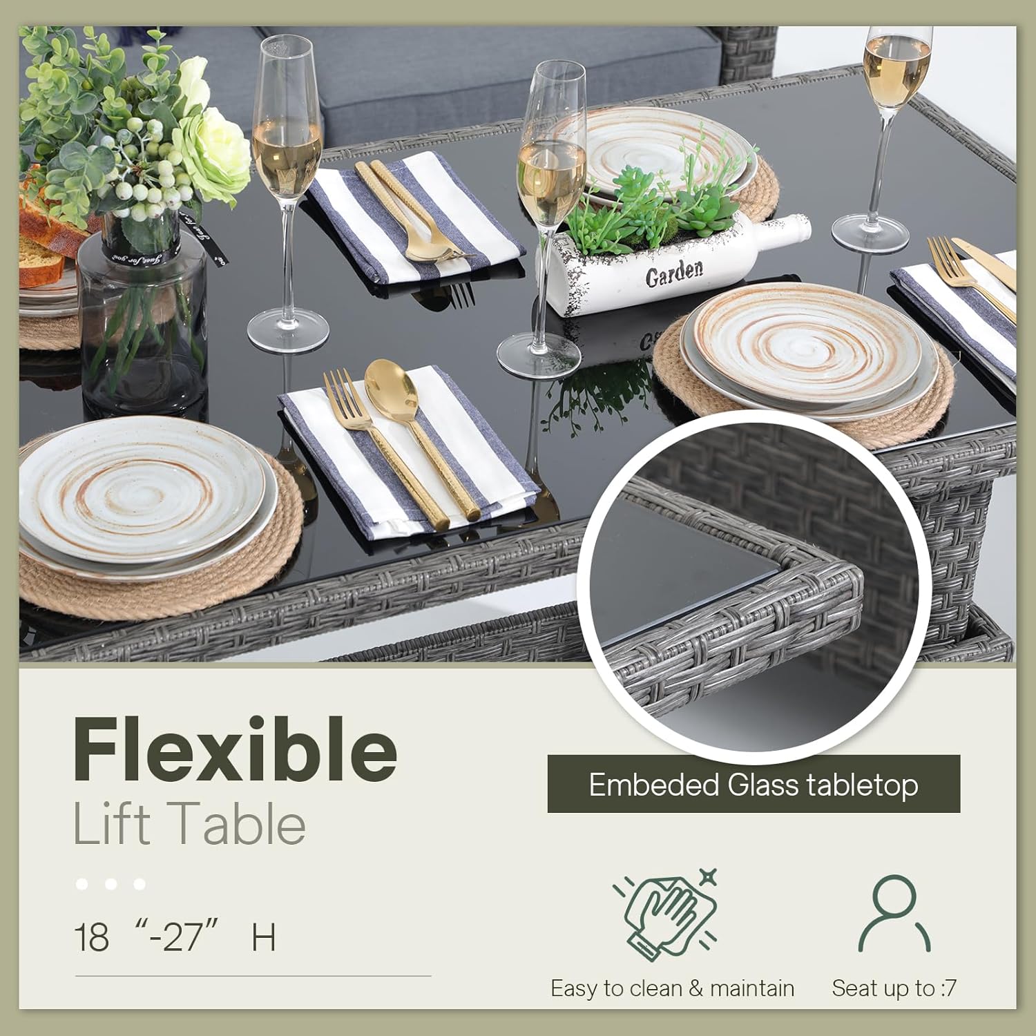 6pcs Grey PE Rattan Outdoor Se - Outdoor Furniture Bali review and price