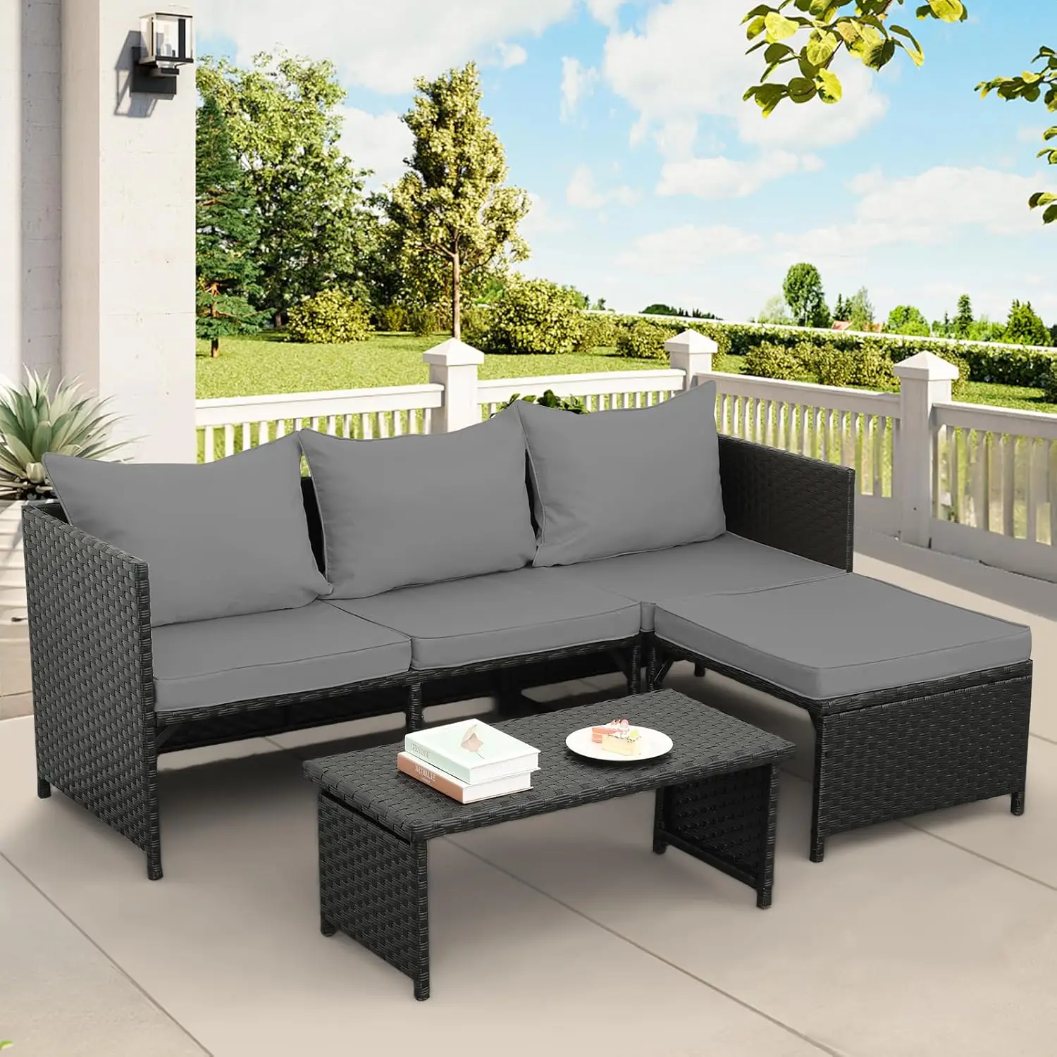 3 Piece Outdoor PE Rattan Conv - Outdoor Furniture On Sale review and price