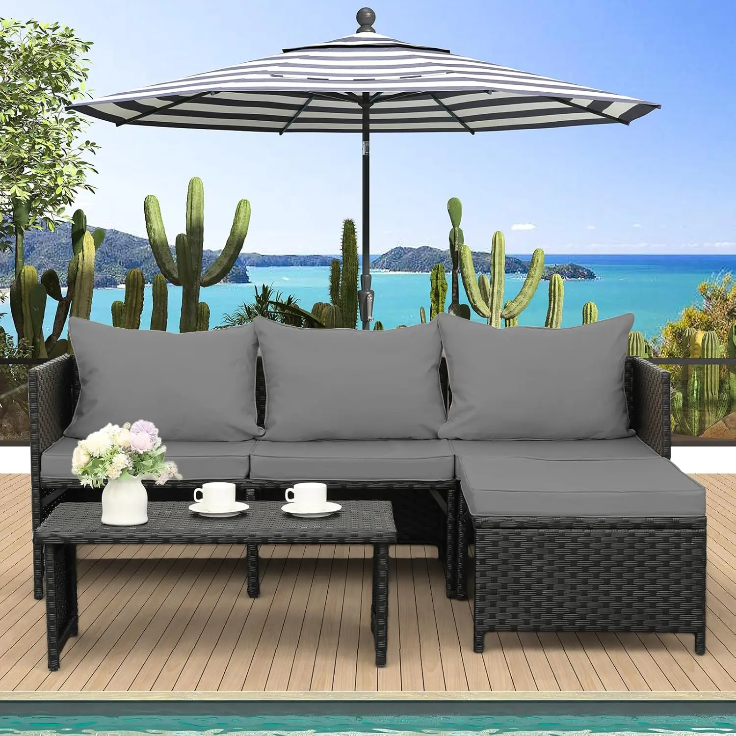 3 Piece Outdoor PE Rattan Conv - Outdoor Furniture On Sale review and price