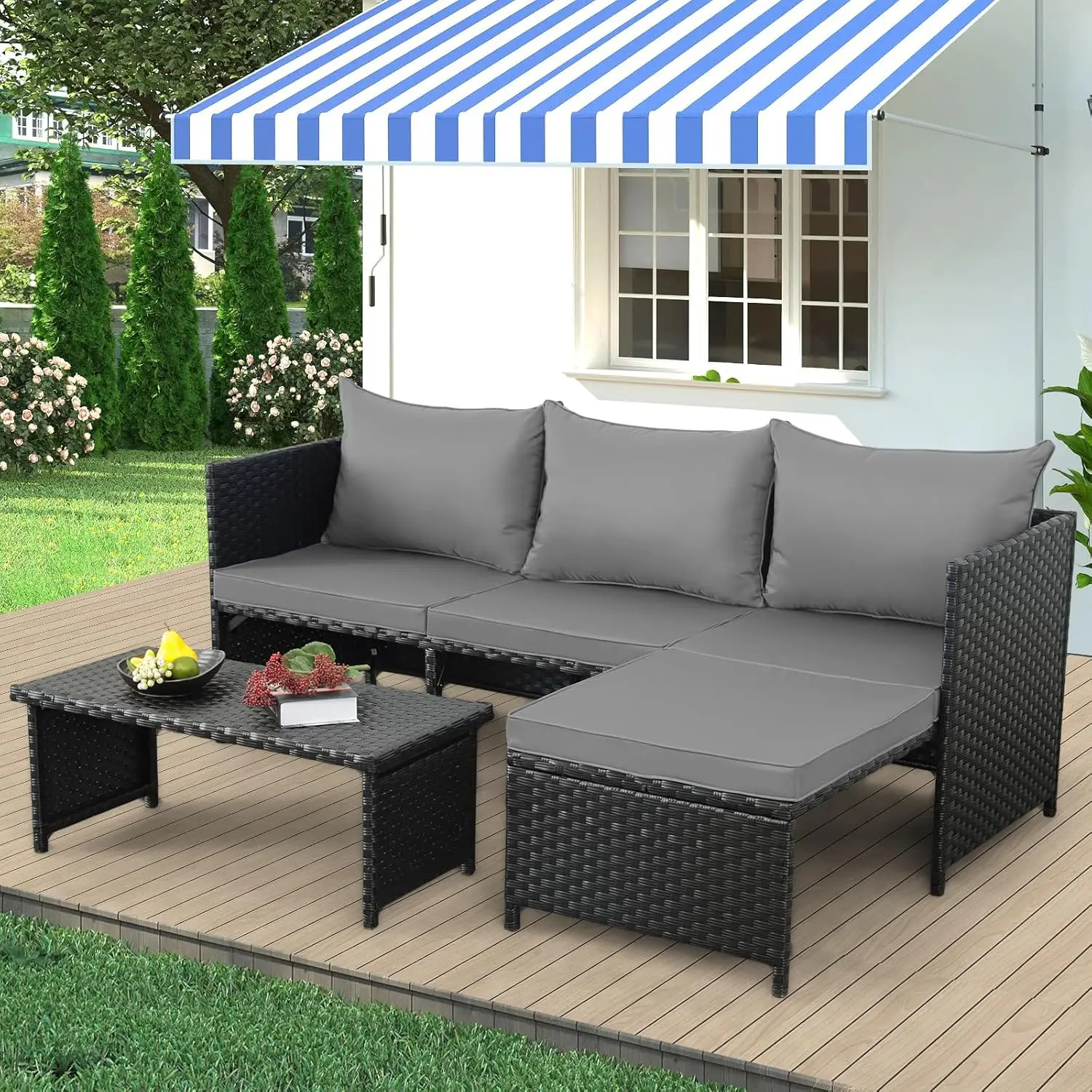 3 Piece Outdoor PE Rattan Conv - Outdoor Furniture On Sale review and price