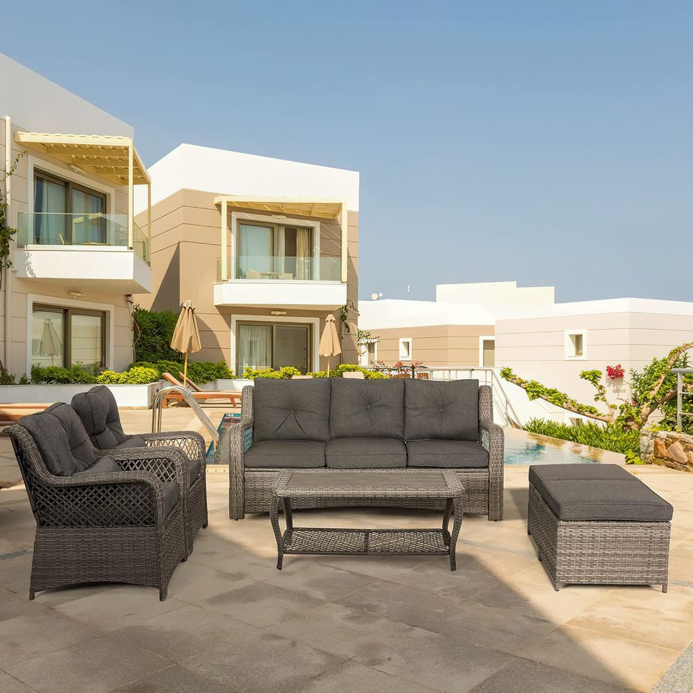 6-Piece Grey Wicker Outdoor Pa - Outdoor Furniture On Sale review and price