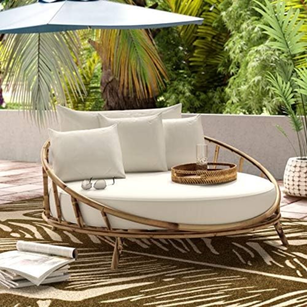 ZEW Rattan Bamboo Round Daybed - Outdoor Furniture On Sale review and price