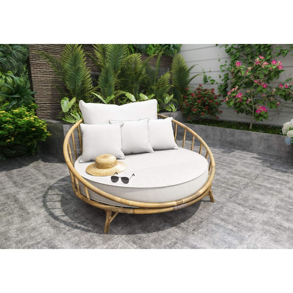 ZEW Rattan Bamboo Round Daybed - Outdoor Furniture On Sale review and price