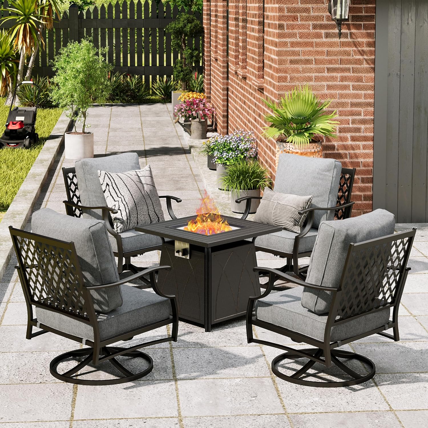 Patio Furniture Set with Fire  - Outdoor Furniture And Fire Pit review and price