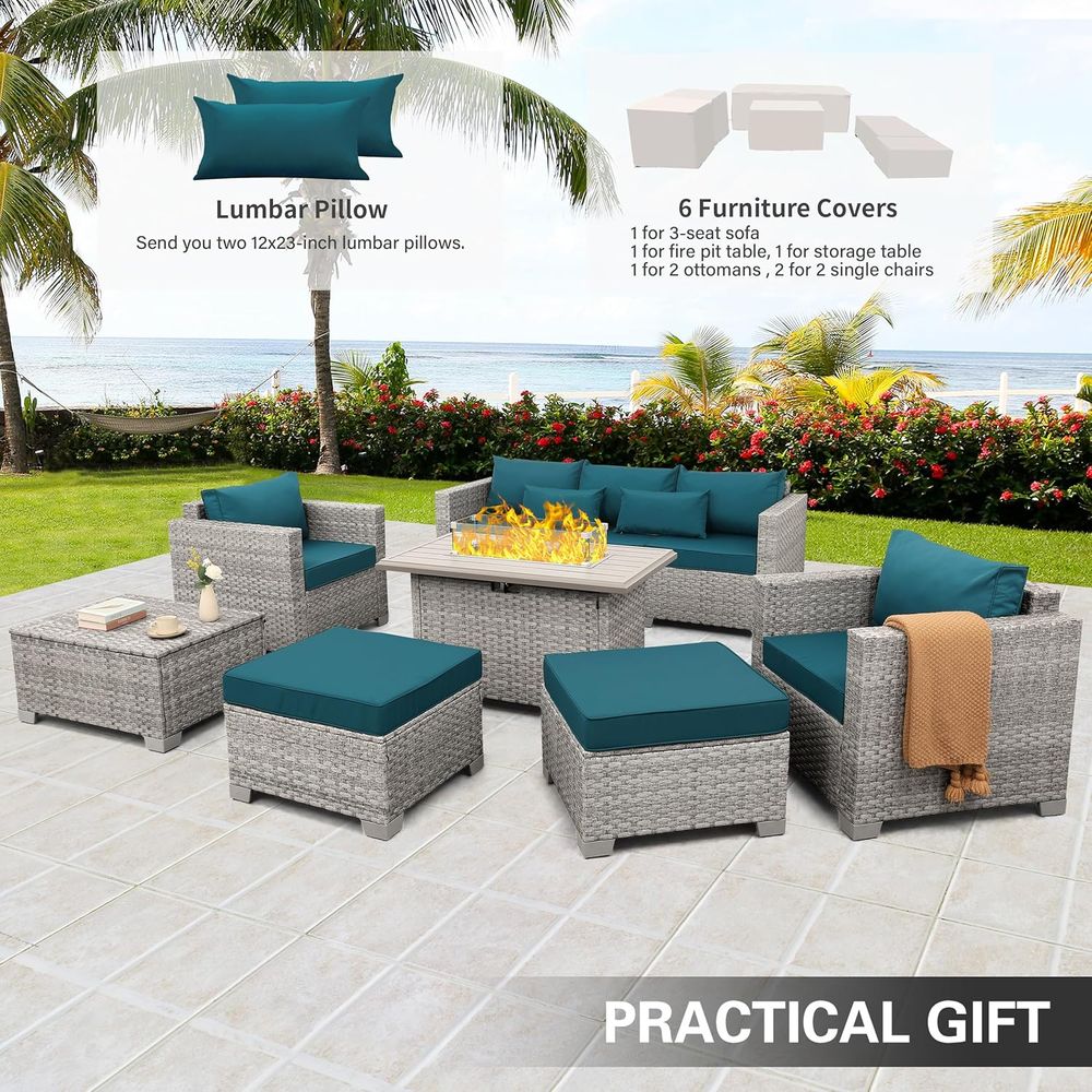 6-Piece Grey Wicker Outdoor Pa - Outdoor Furniture And Fire Pit review and price