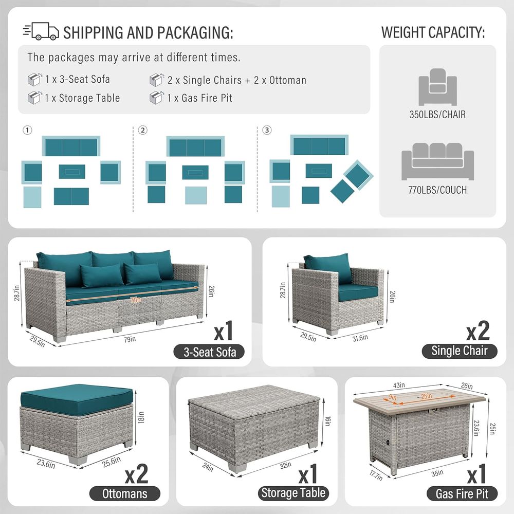 6-Piece Grey Wicker Outdoor Pa - Outdoor Furniture And Fire Pit review and price