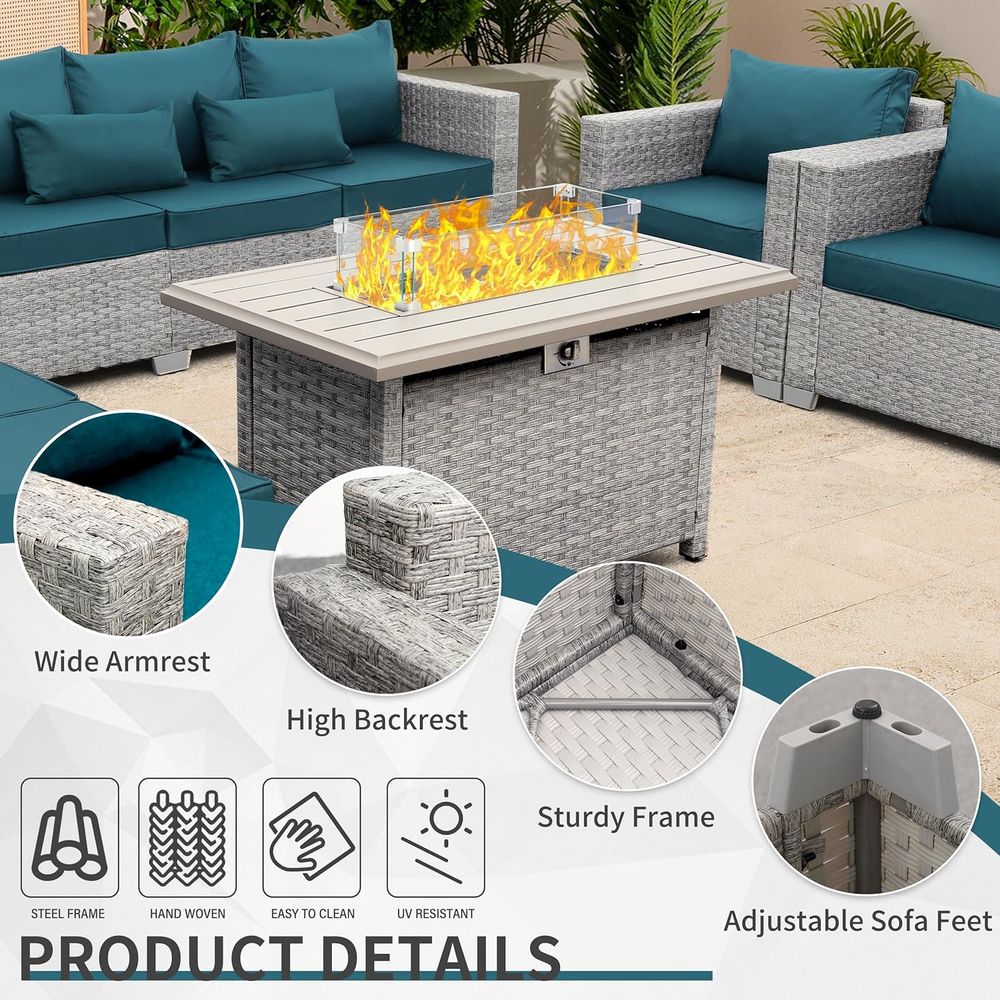 6-Piece Grey Wicker Outdoor Pa - Outdoor Furniture And Fire Pit review and price