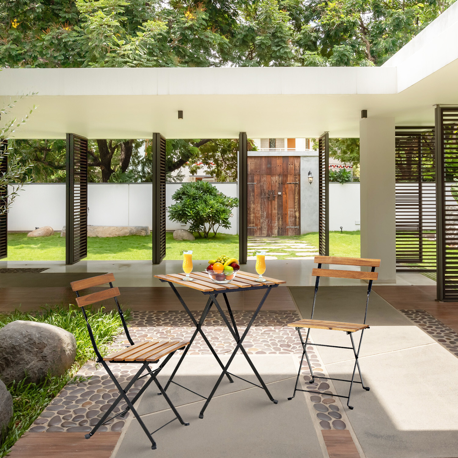 3 Pieces Bistro Set Outdoor Fu - Outdoor Furniture Vietnam review and price