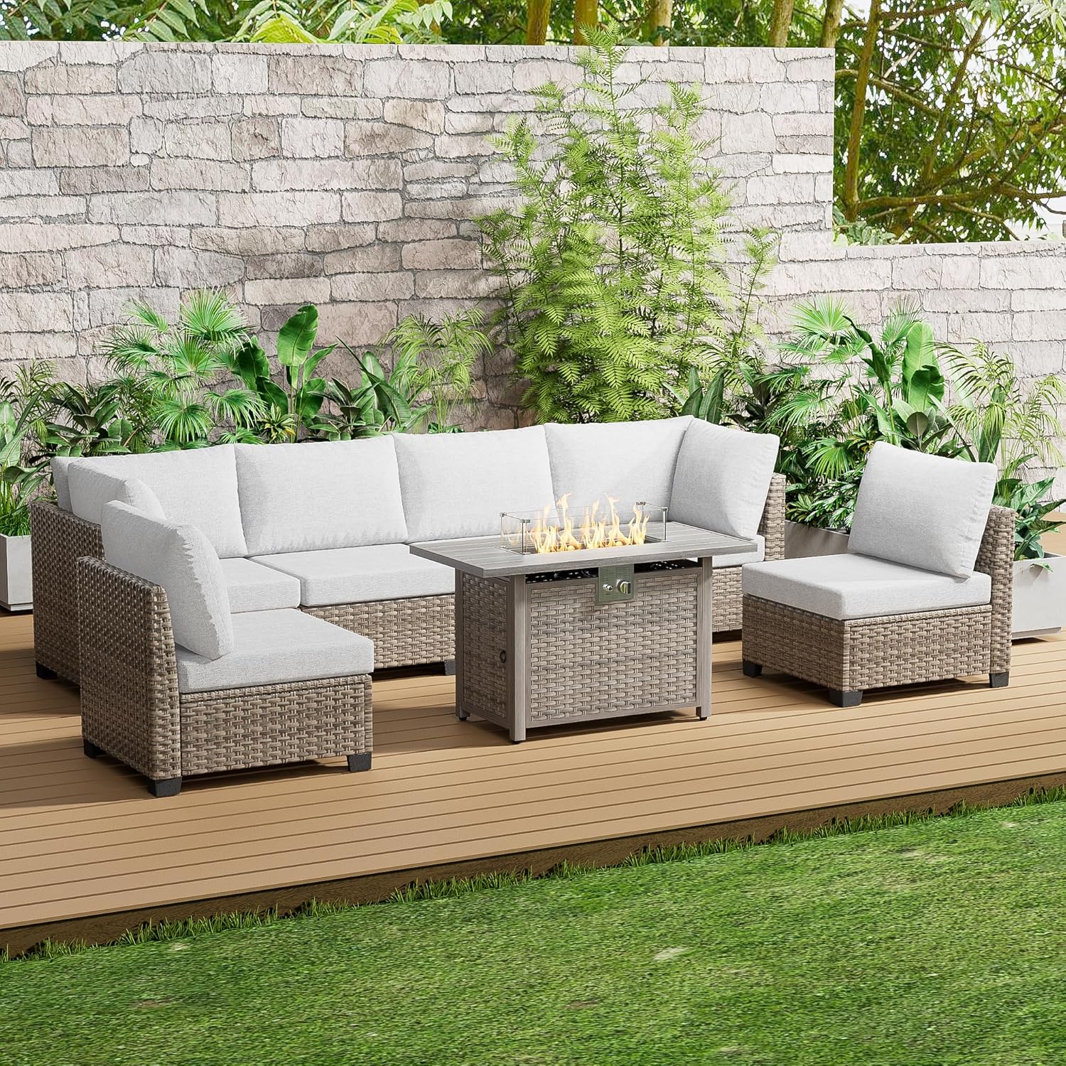 7 Piece Outdoor Sectional Sofa - Outdoor Furniture And Fire Pit review and price