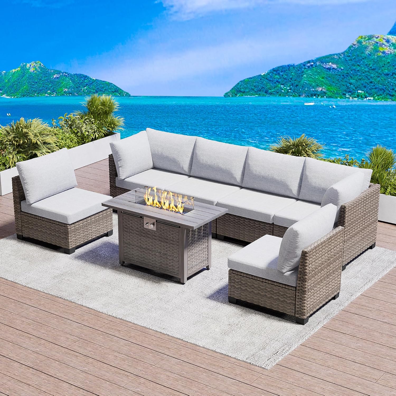 7 Piece Outdoor Sectional Sofa - Outdoor Furniture And Fire Pit review and price