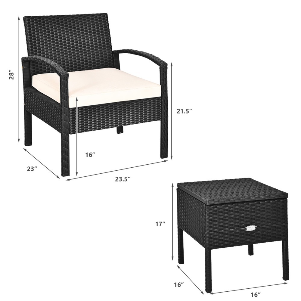 3PCS Rattan Patio Conversation - Outdoor Furniture On Sale review and price