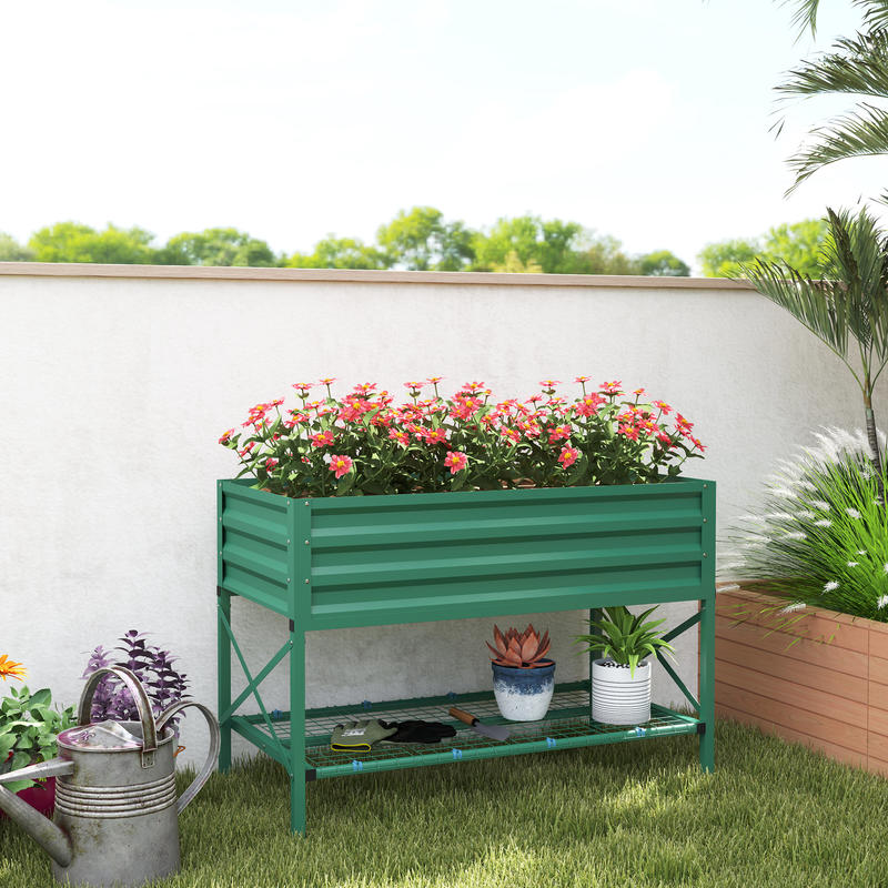 Outsunny Galvanized Raised Gar - Garden Storage Box review and price