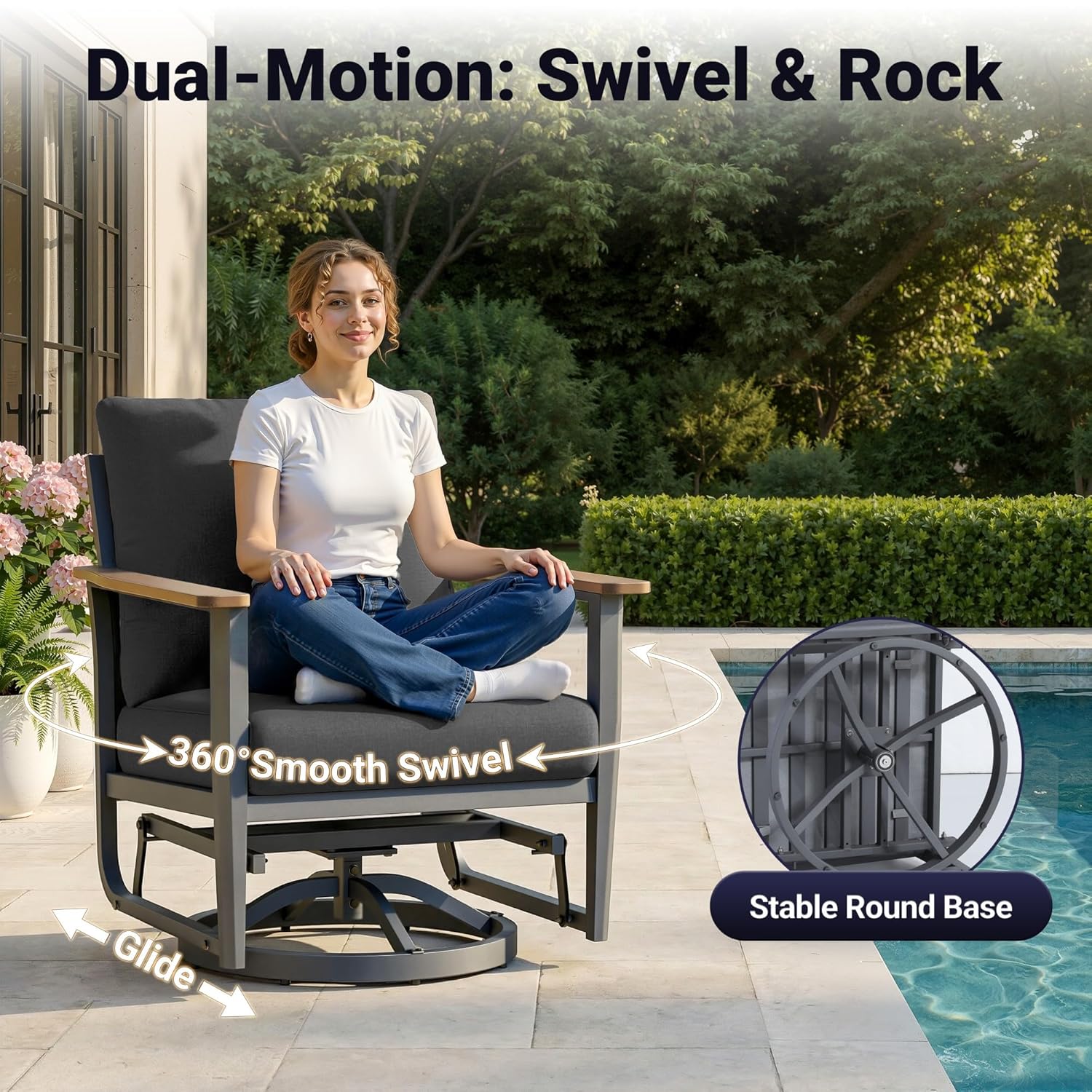 5pc Aluminum Patio Set Swivel  - Outdoor Furniture And Fire Pit review and price