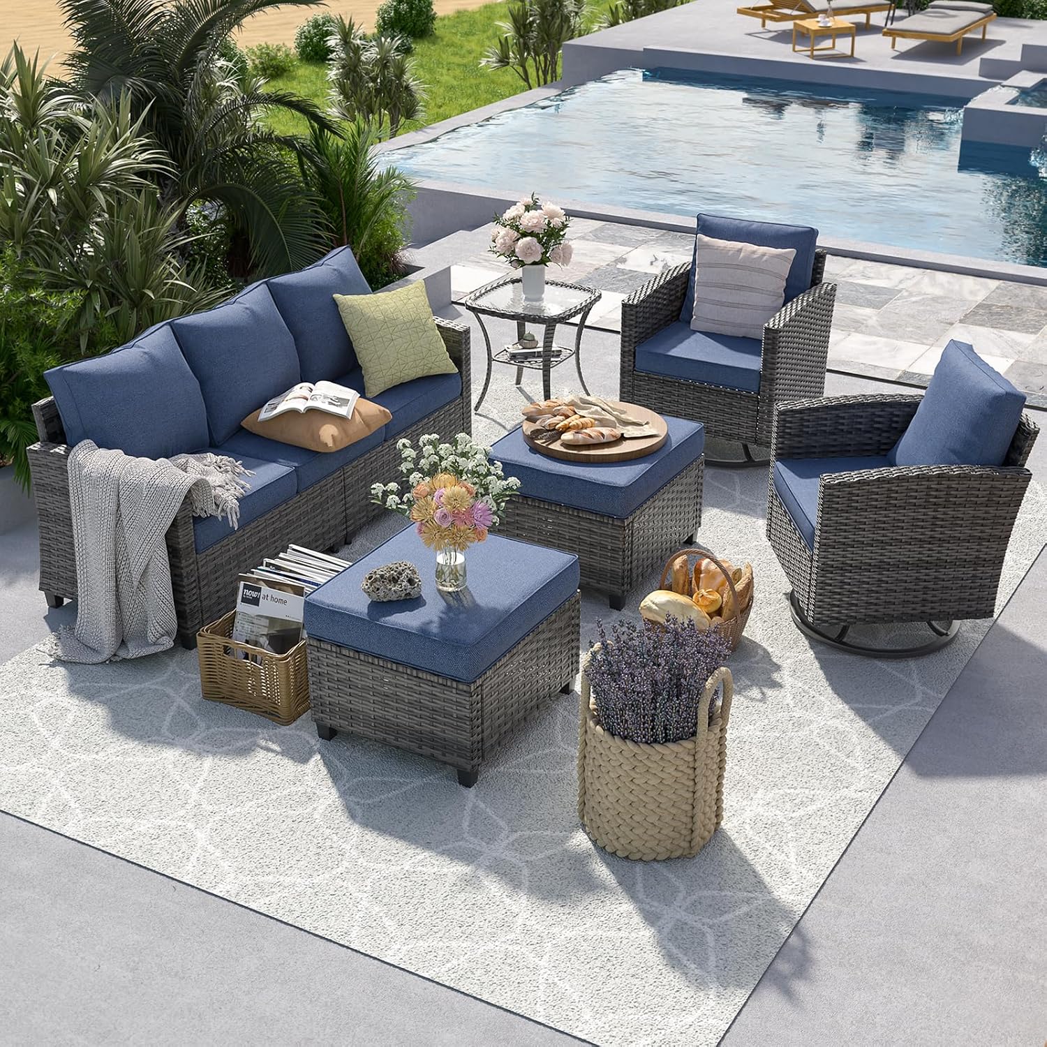 6pc Gray PE Rattan Sectional S - Outdoor Furniture On Sale review and price