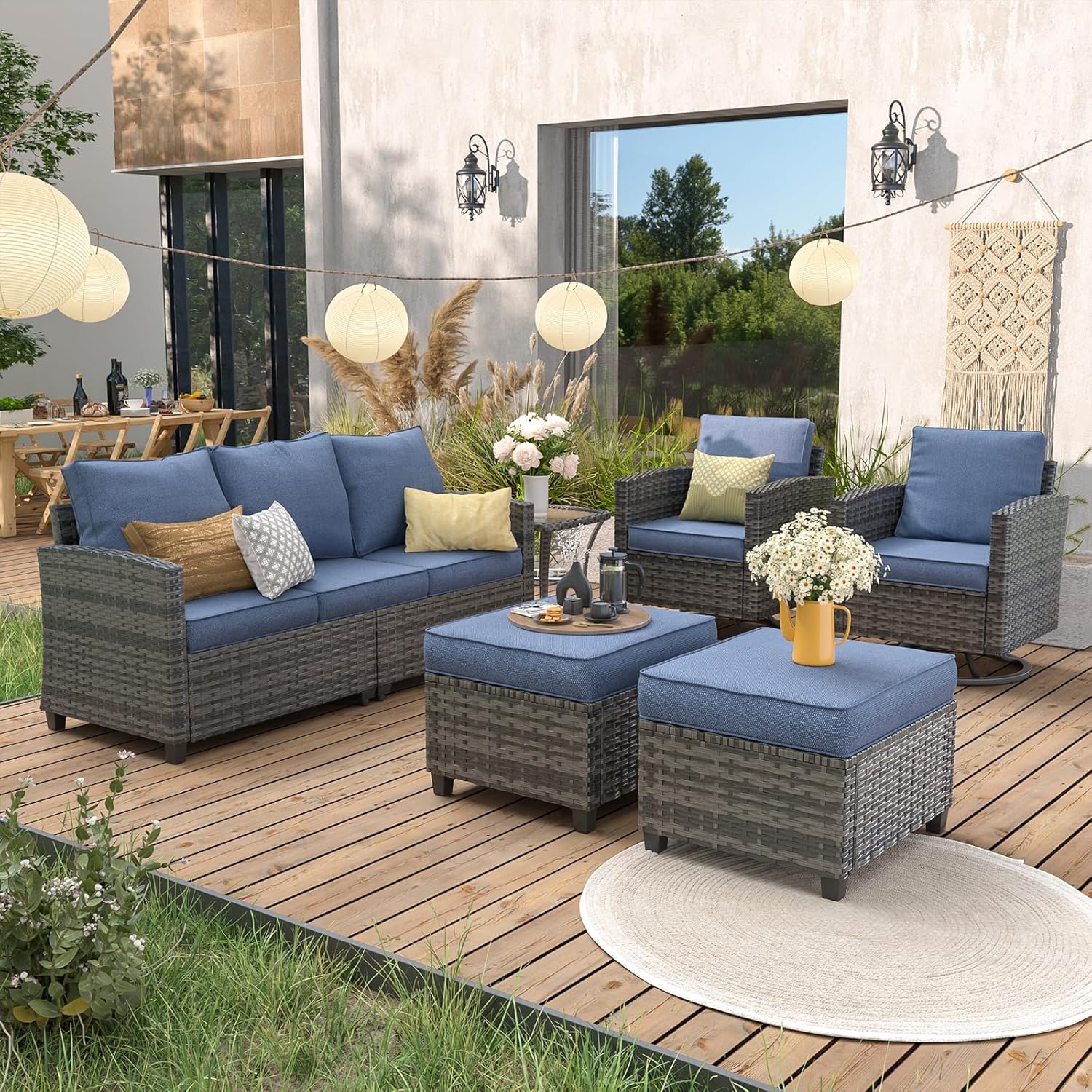 6pc Gray PE Rattan Sectional S - Outdoor Furniture On Sale review and price