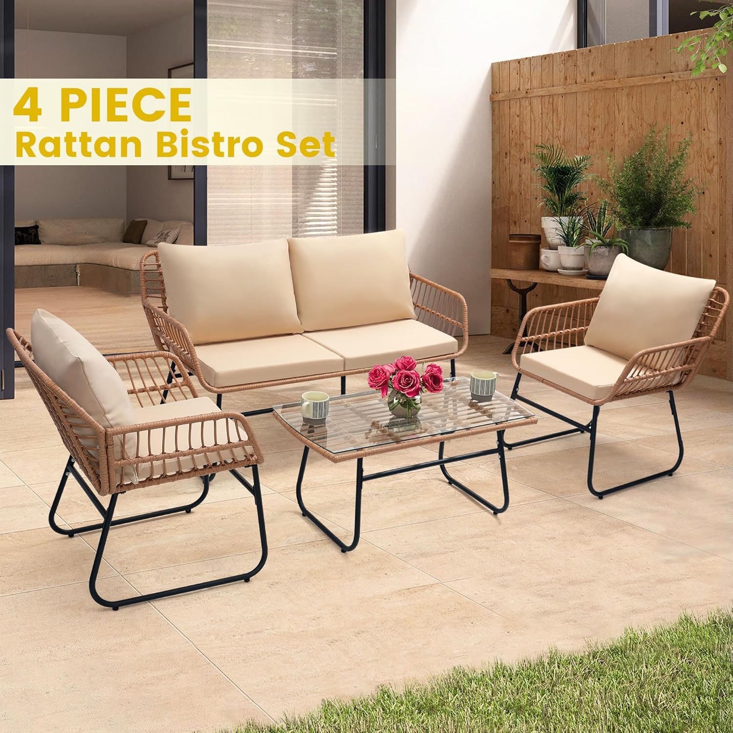 4 Piece Patio Bistro Outdoor F - Outdoor Furniture Bali review and price