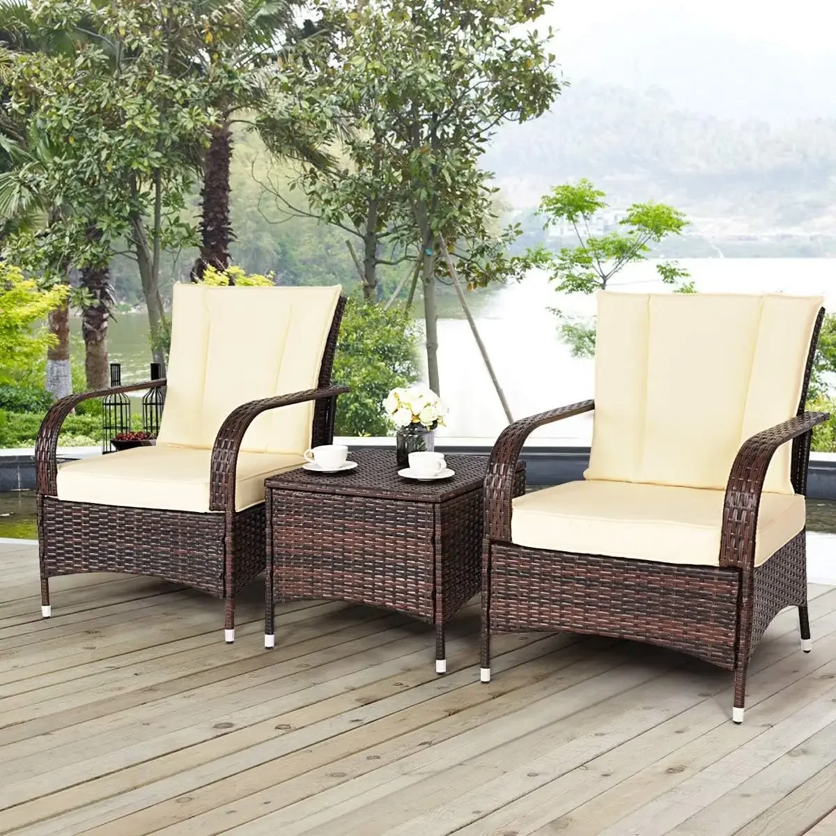 v Set 2 Wicker Chairs with Gla - Outdoor Furniture On Sale review and price