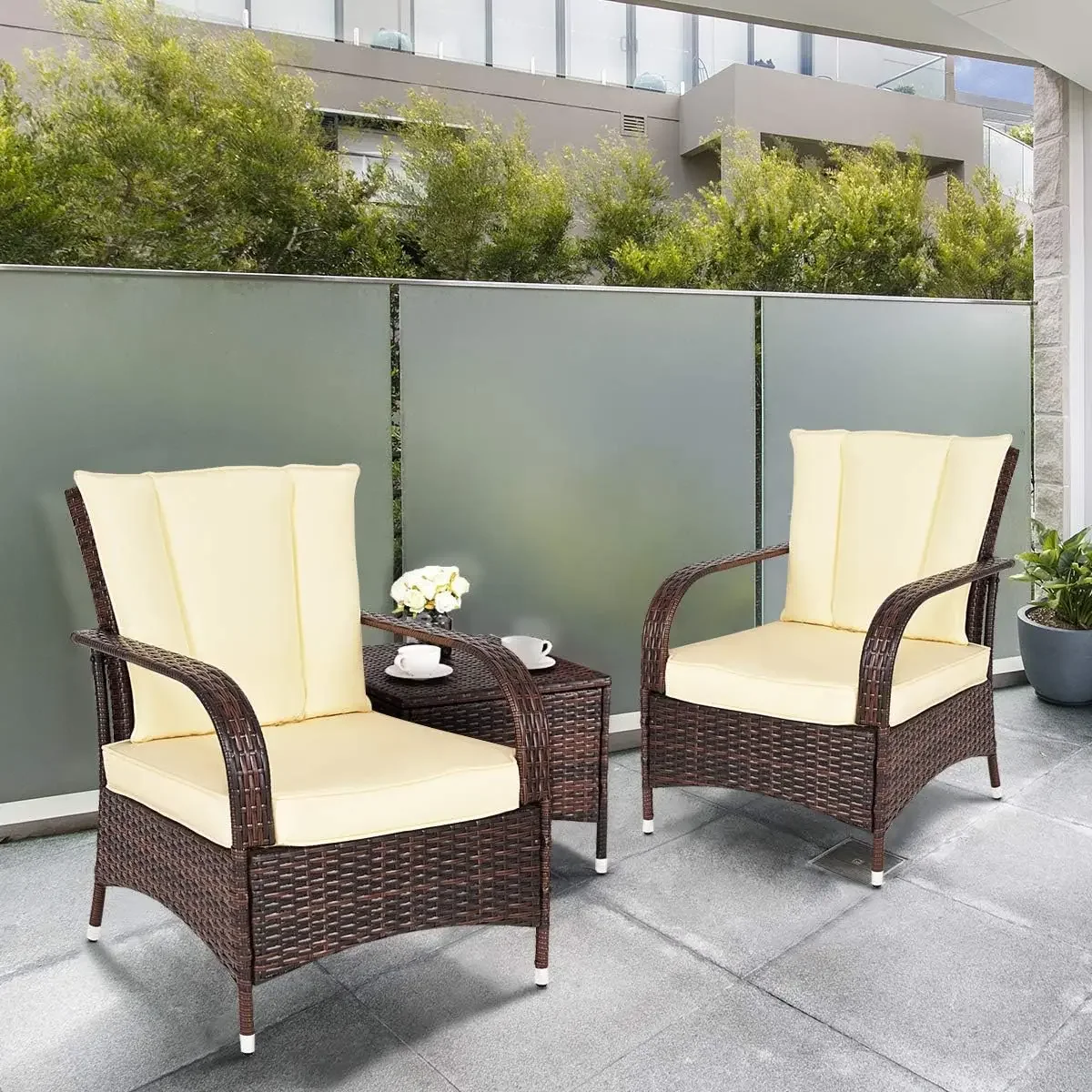 v Set 2 Wicker Chairs with Gla - Outdoor Furniture On Sale review and price