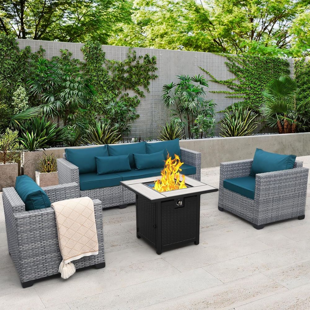 4-Piece Outdoor Wicker Patio F - Outdoor Furniture And Fire Pit review and price