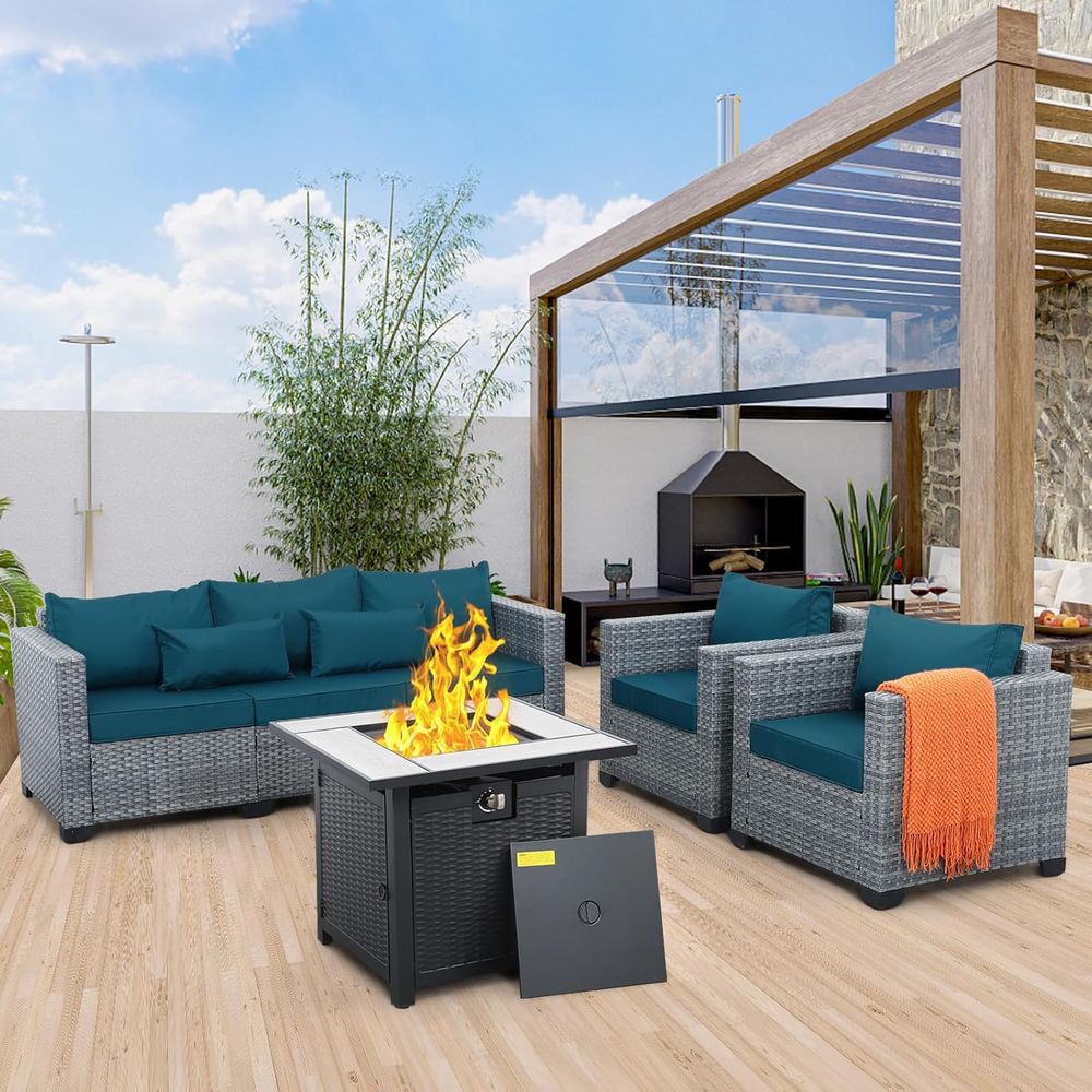 4-Piece Outdoor Wicker Patio F - Outdoor Furniture And Fire Pit review and price