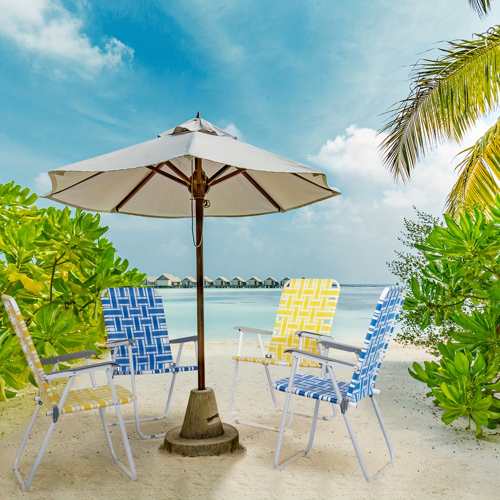 2pcs Beach Chairs, Deep Blue A - Outdoor Furniture Vietnam review and price