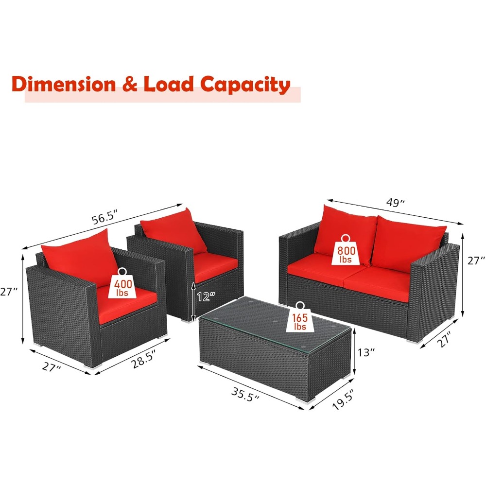 4 Piece Patio Rattan Conversat - Outdoor Furniture Bali review and price