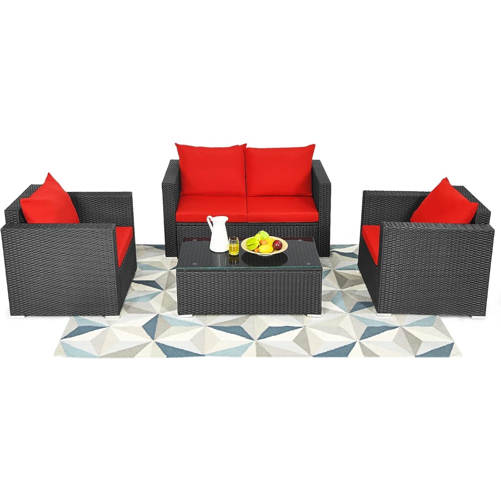 4 Piece Patio Rattan Conversat - Outdoor Furniture Bali review and price