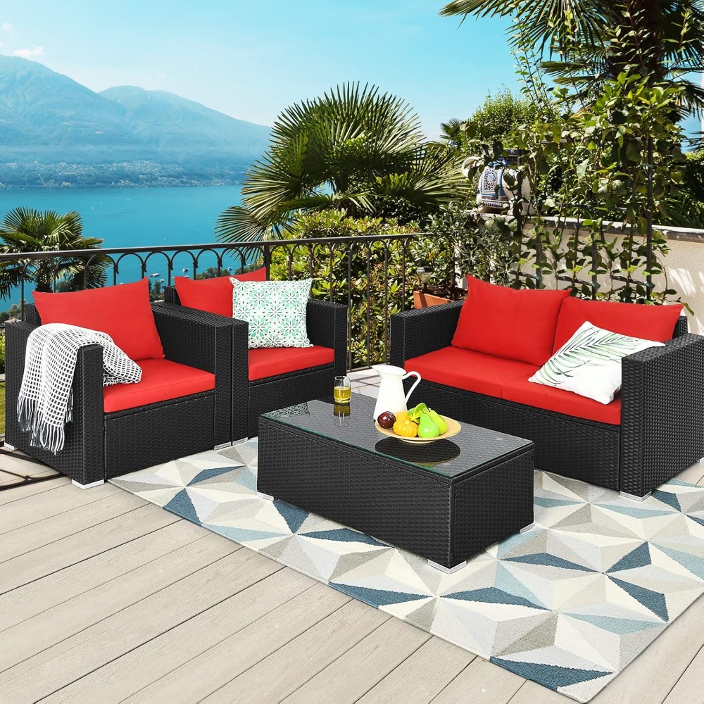 4 Piece Patio Rattan Conversat - Outdoor Furniture Bali review and price