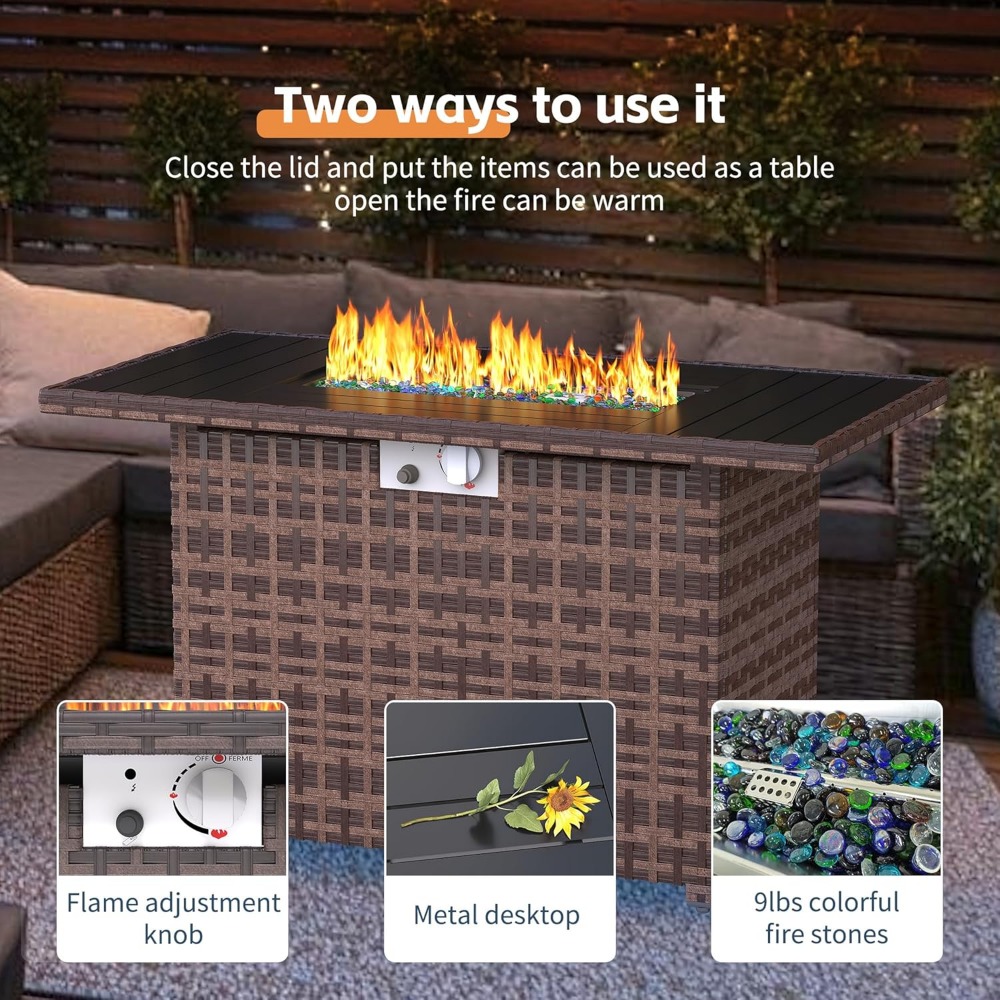 Sectional Sofa Set with Fire P - Outdoor Furniture And Fire Pit review and price