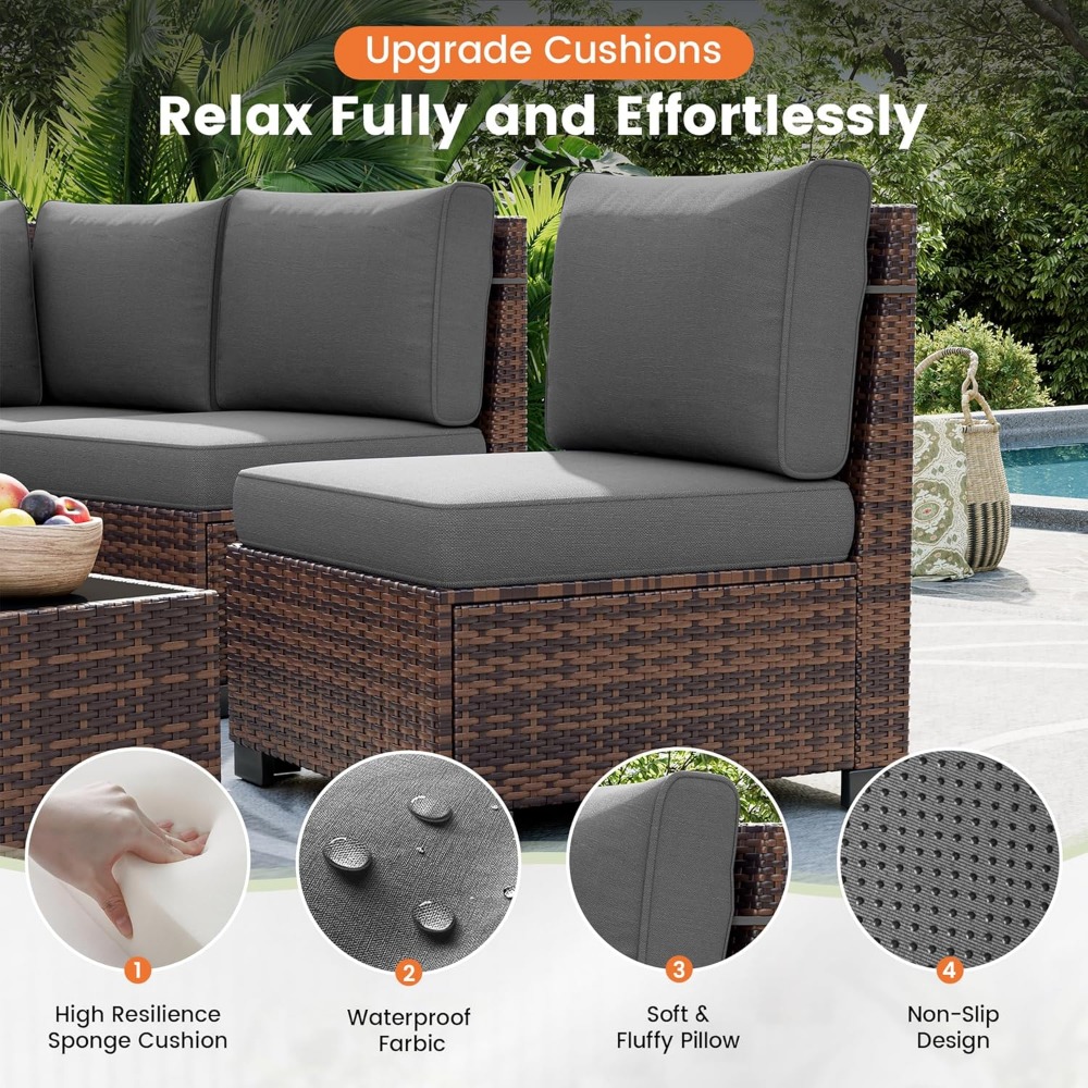 Sectional Sofa Set with Fire P - Outdoor Furniture And Fire Pit review and price